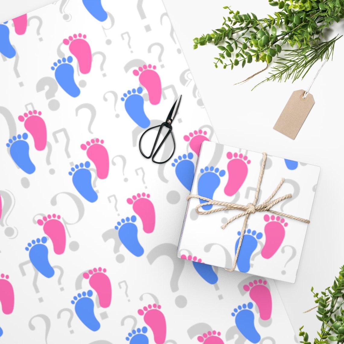 Gender Reveal Gift Wrap Gender Reveal Wrapping Paper Baby Wrapping
