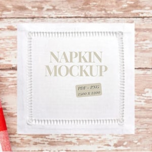 Servietten Mockup, passend Etsy Miniaturbild, Cocktail Servietten Mock Up, Flat Lay Mock Up, Stickerei und SVG Mockup, BBQ Mockup