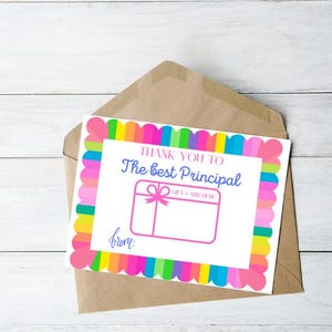 Principal Printable Card, Administration Thank You Card, Digital Download, Gift Card Holder. Back to School Gift. Principal Appreciation