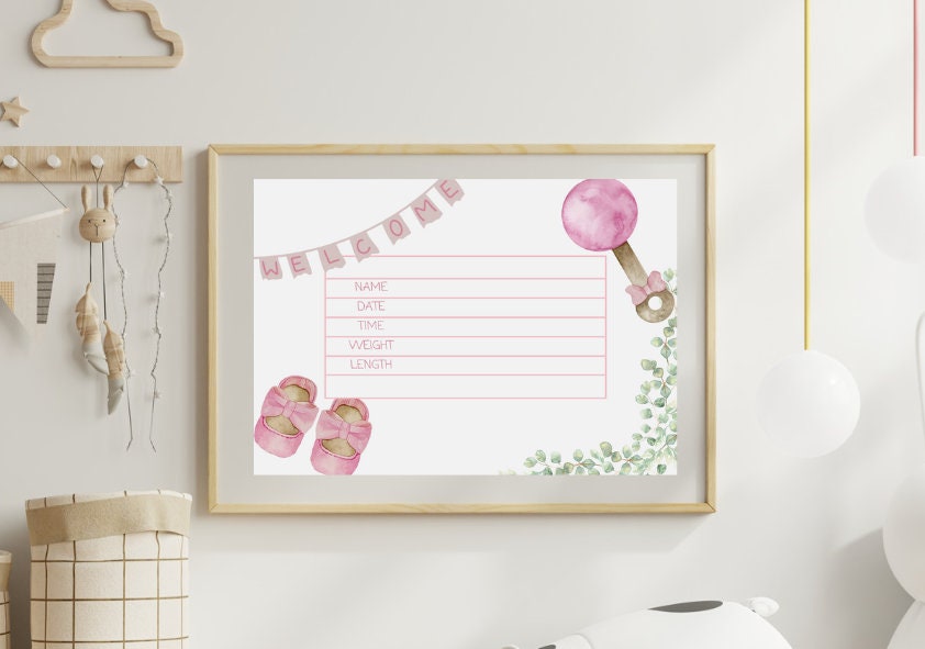 Printable Birth Stat Card, Hospital Crib Card for Baby, Baby Birth ...