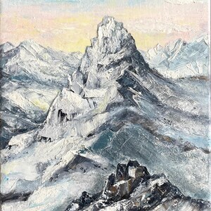 Oil painting original, mountain painting, impasto artwork
