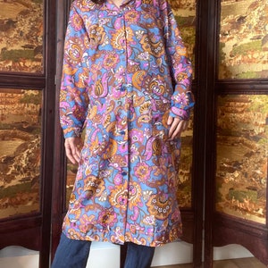 1970s vintage spring coat/ Midnight neon town coat/psychedelic pattern/French vintage/rare founded/unique vintage