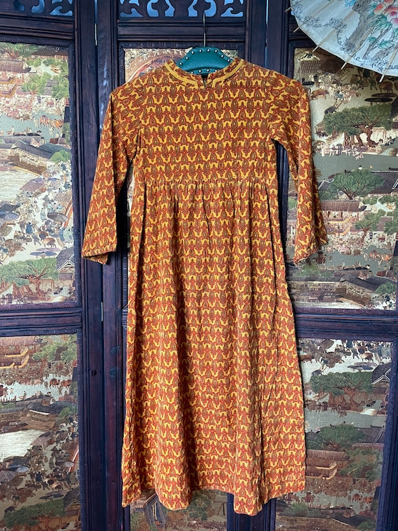 Kids・1970's vintage dress /The autumn girls tea party dress