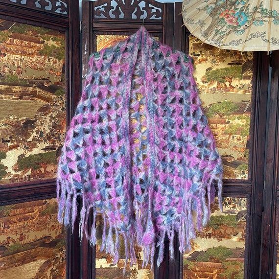 vintage hand knitted mohair stole /Beyond the bel… - image 7