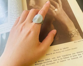 Bague vintage en étain Jørgen Jensen, bijou moderniste scandinave des années 1960, bague unisexe ajustable de style danois de l'ère spatiale