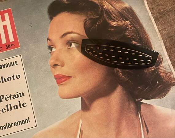 Laurent Olivier made in France hair clip barrette plus comb LAURENT OLIVIER French Hair Clip in Blue and White  main image 2