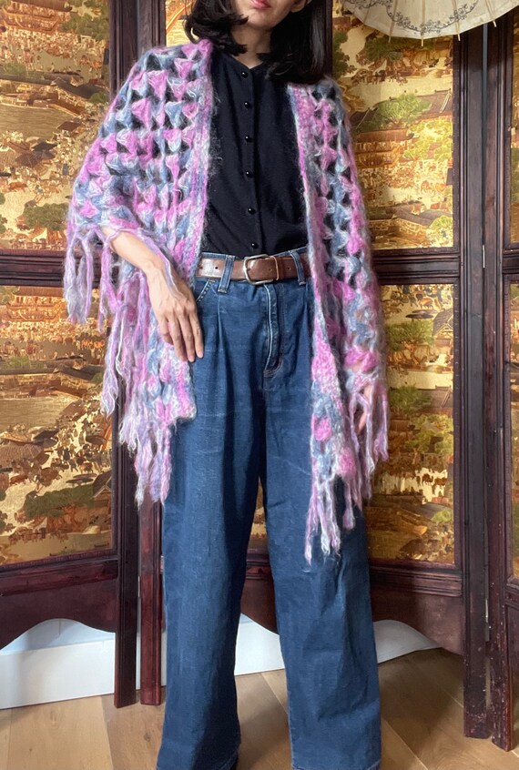 vintage hand knitted mohair stole /Beyond the bel… - image 2