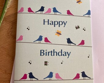 Klappkarte Geburtstag Vögel Karte Grußkarte Postkarte Natur