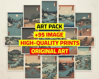 Kawase Hasui Art Pack – Vintage Japanese Landscape Prints | Retro Ukiyo-e Style Collection