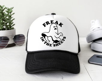 Freak In The Sheets - SVG, digital download, funny, sexual innuendo, inappropriate trucker hat design idea, ghost, Halloween