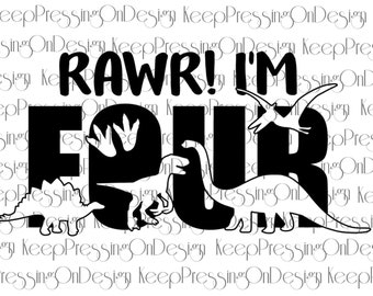 SVG - Rawr! I'm Four - Birthday Shirt