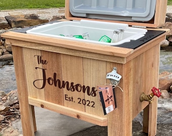 Unique Fathers Day Gift, This rustic cooler is the ideal gift for dad.  Personalized cooler will last for years!