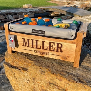 Personalized Cooler for Dad, Fathers Day Gift, Mens Gift, Wooden Cooler, Backyard Decor, Custom Cooler, Backyard Patio Furniture