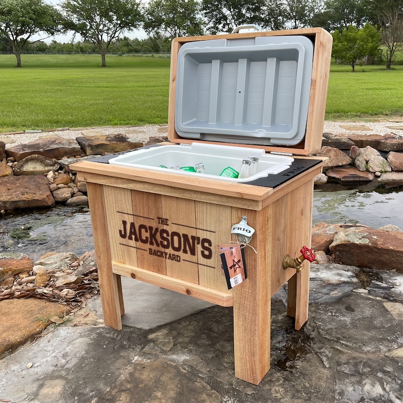 Unique Fathers Day Gift, This rustic cooler is the ideal gift for dad. Personalized cooler will last for years Style #3