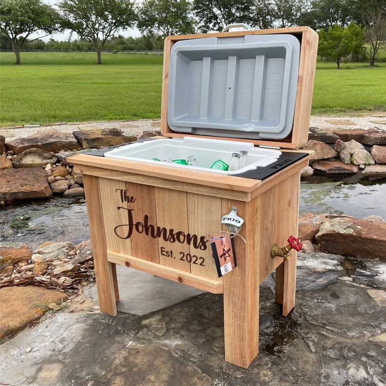 Unique Fathers Day Gift, This rustic cooler is the ideal gift for dad. Personalized cooler will last for years Style #4