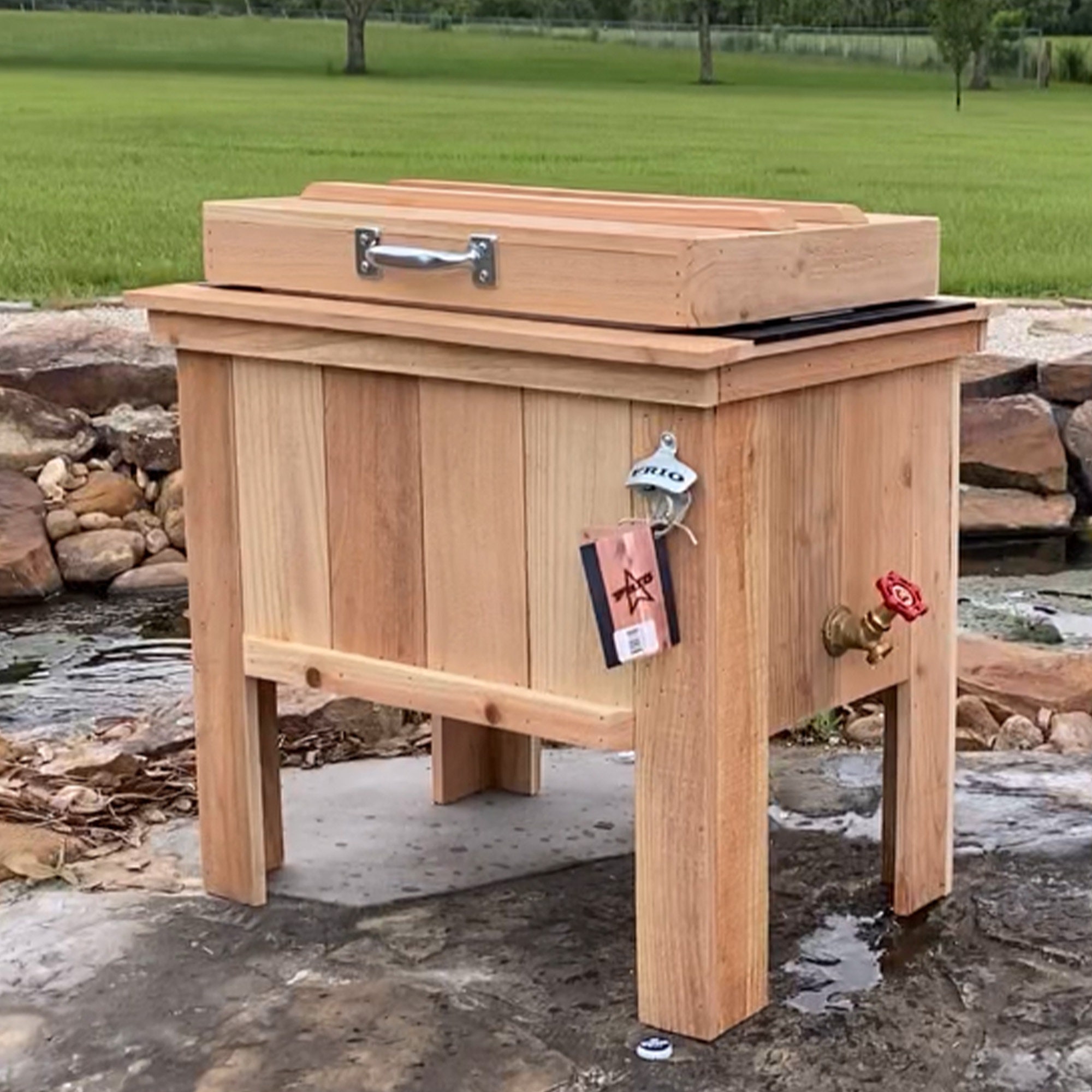 Personalized Wood Cooler. Excellent Holiday Party Center Piece