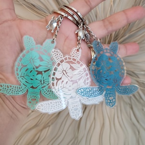 Custom Fun Turtle Keychain, Acrylic Hawaii Greensea Turtle Tag, Engraved Ocean Backpack Charm, Cute Coastal Beach Gift, Handmade Zipper Pull