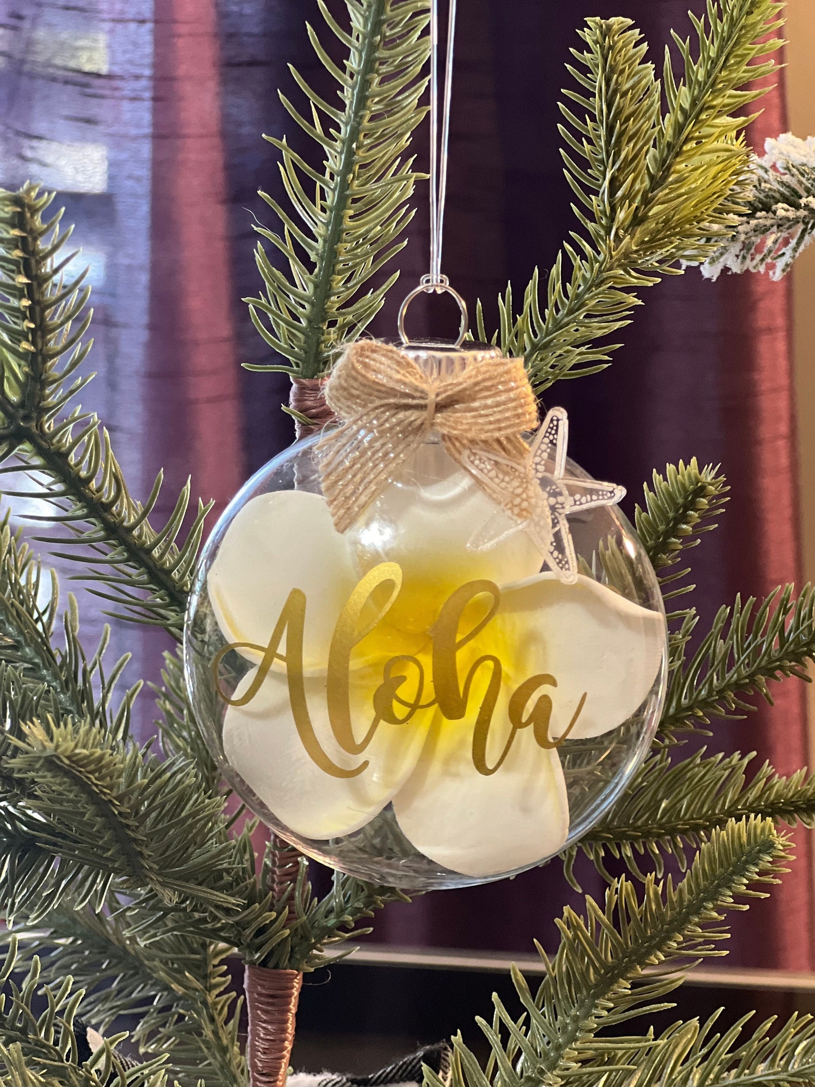 20 Hawaiian Christmas Ornaments featured by top Hawaii blogger, Hawaii Travel with Kids: Aloha Ornament Personalized Christmas Ornament Hawaiian image 0