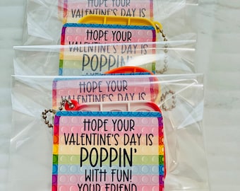 Personalized Kids Valentine's, Valentine Pop It Keychain Favor, Non Candy Classroom Party Gifts, Poppin Fidget Toy, School Exchange, Friends