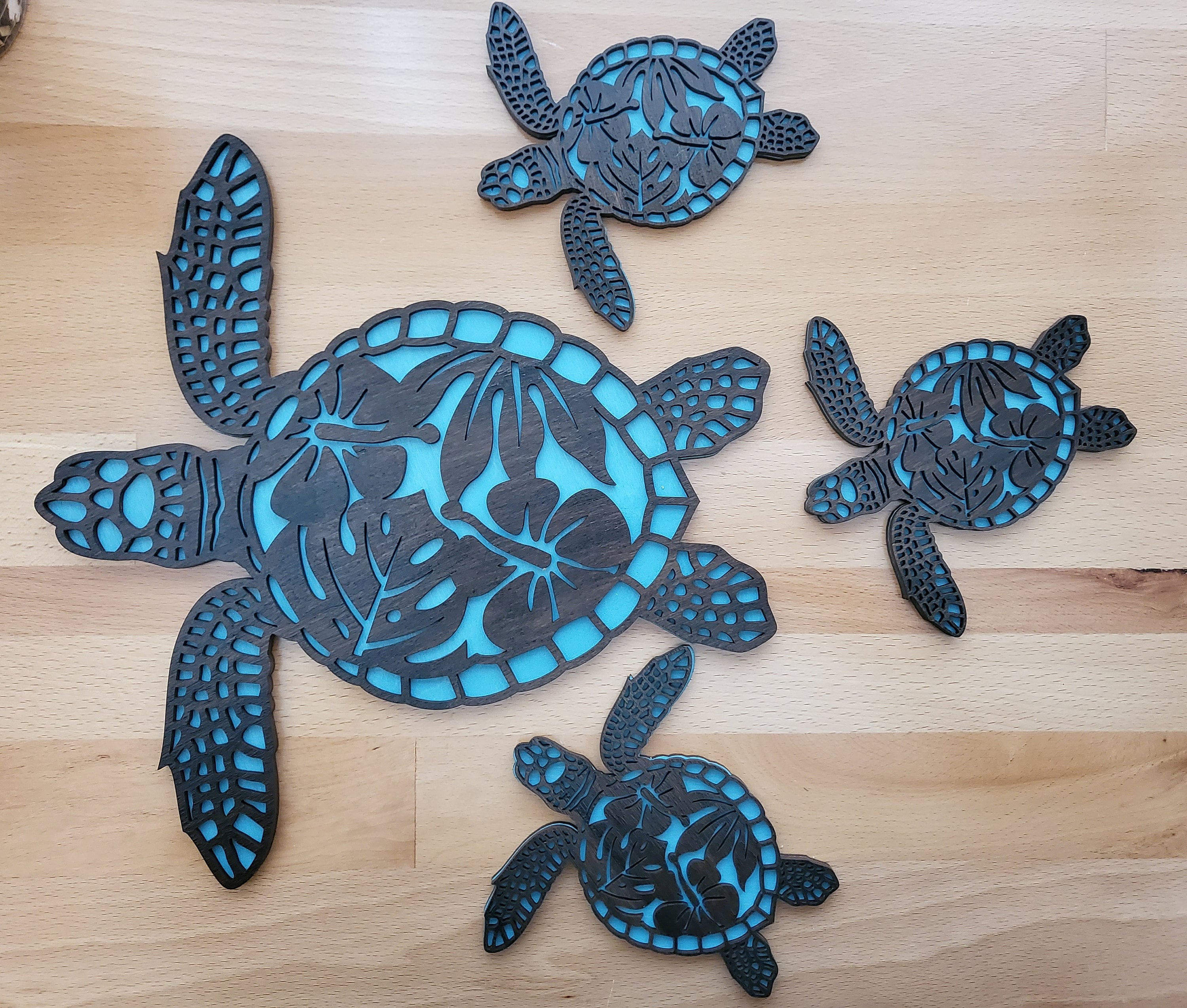 Turtle Family Wall Decor Hawaiian Sea Turtle Wall Art Honu Etsy.de