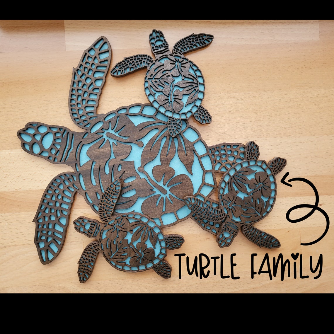Turtle Family Wall Decor Hawaiian Sea Turtle Wall Art Honu Etsy