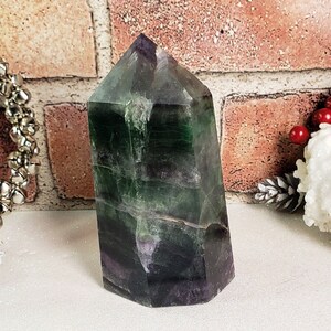 1.4lb Dark Purple Rainbow Fluorite Obelisk Pillar Tower Point Wand Mineral Display Specimen Home Décor