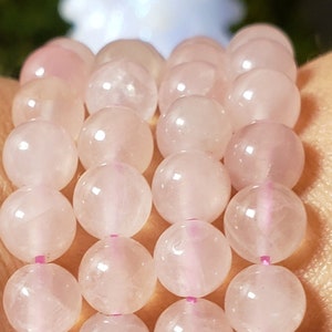 Rose Quartz Bracelet: Natural Crystal Stackable Bracelet, Tree of Life Charm