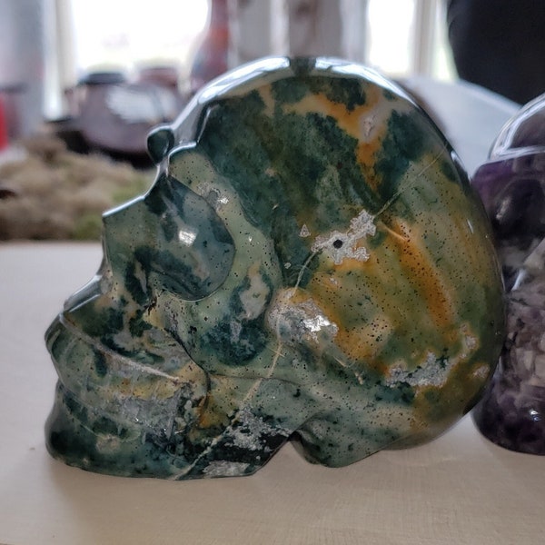 XL, 2.5lb Ocean Jasper Skull Carving, Crystal Skull, Ocean Jasper, Gift,