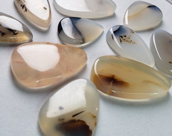 Dendritic Agate Teardrop Pendant: Natural Stone