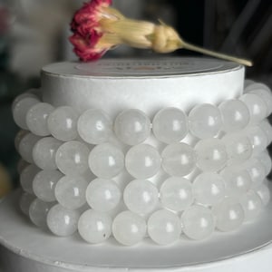 Stackable Healing Bracelets, White Chalcedony, Crystal Bracelets