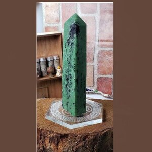 6.7" Green Zoisite Crystal Tower: Grounding, Abundance, Joy & Emotional Healing