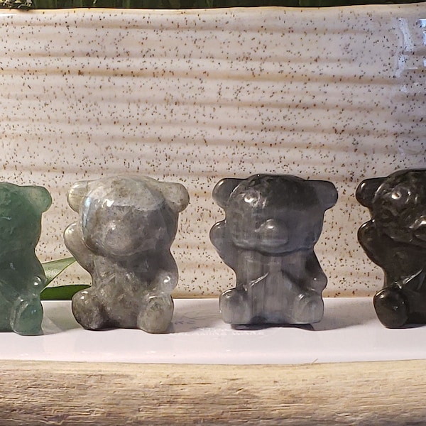 Sale! 7.50-1.2"  Mini Teddy Bear Carving, Multiple  Crystal Bear Carvings