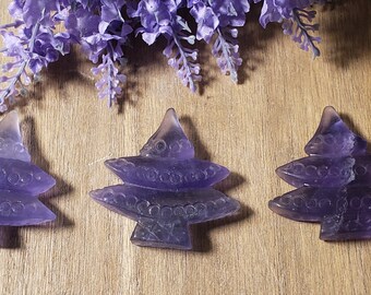 Fluorite Christmas Tree Carving: Rainbow Crystal Decor