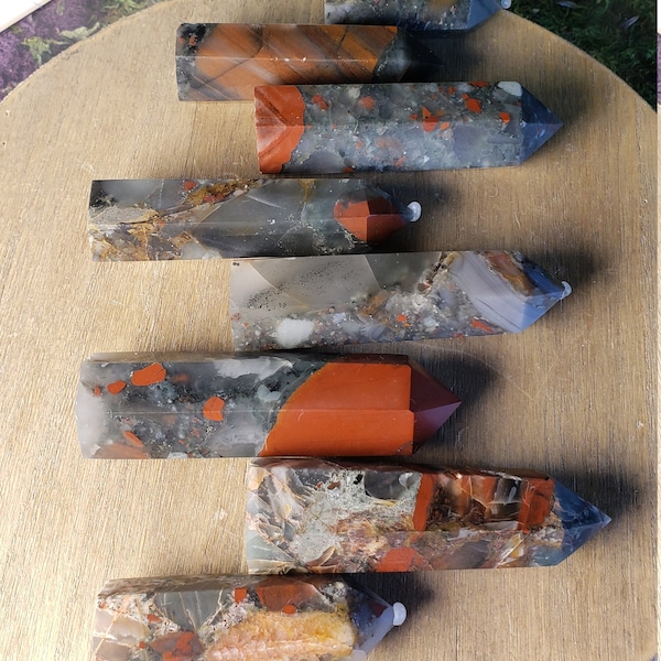 African Bloodstone Points,  Setonite Points, African Bloodstone Crystal, Setonite Crystal