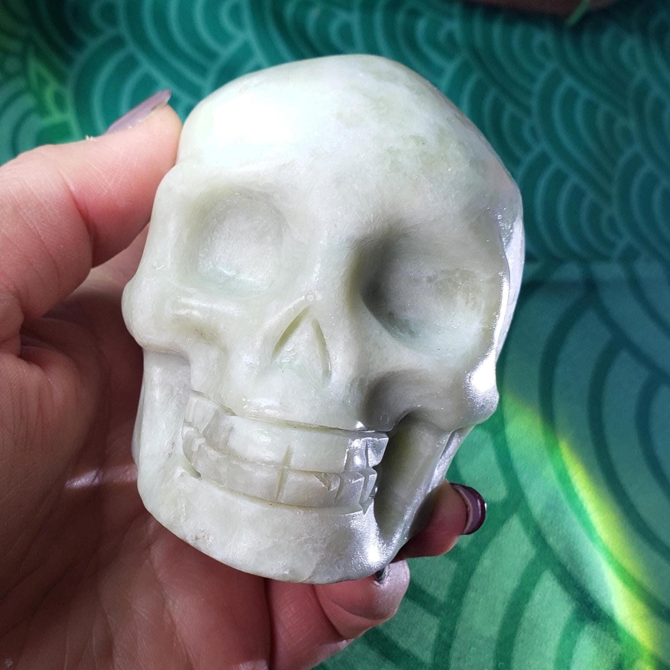 Large Lemon Lime Jade Crystal Skull Carving, - Etsy