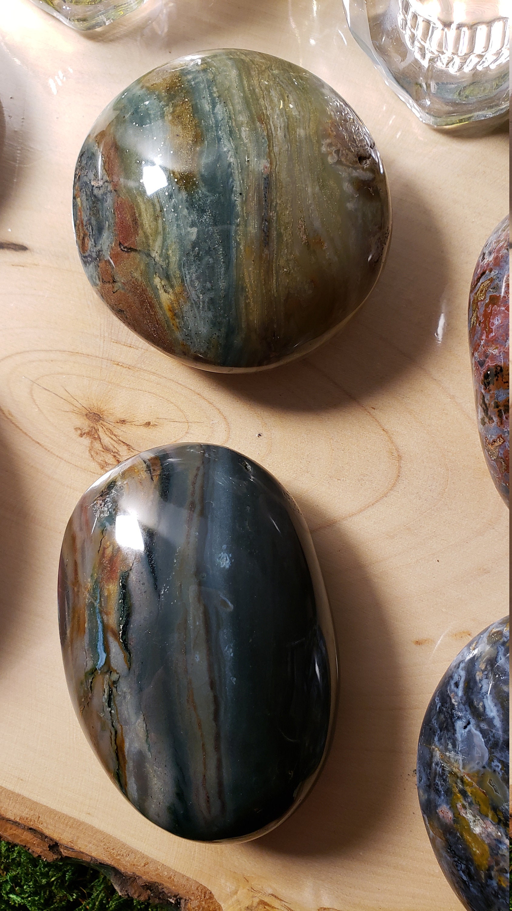 XL マルチカラー オーシャン ジャスパー パームストーン