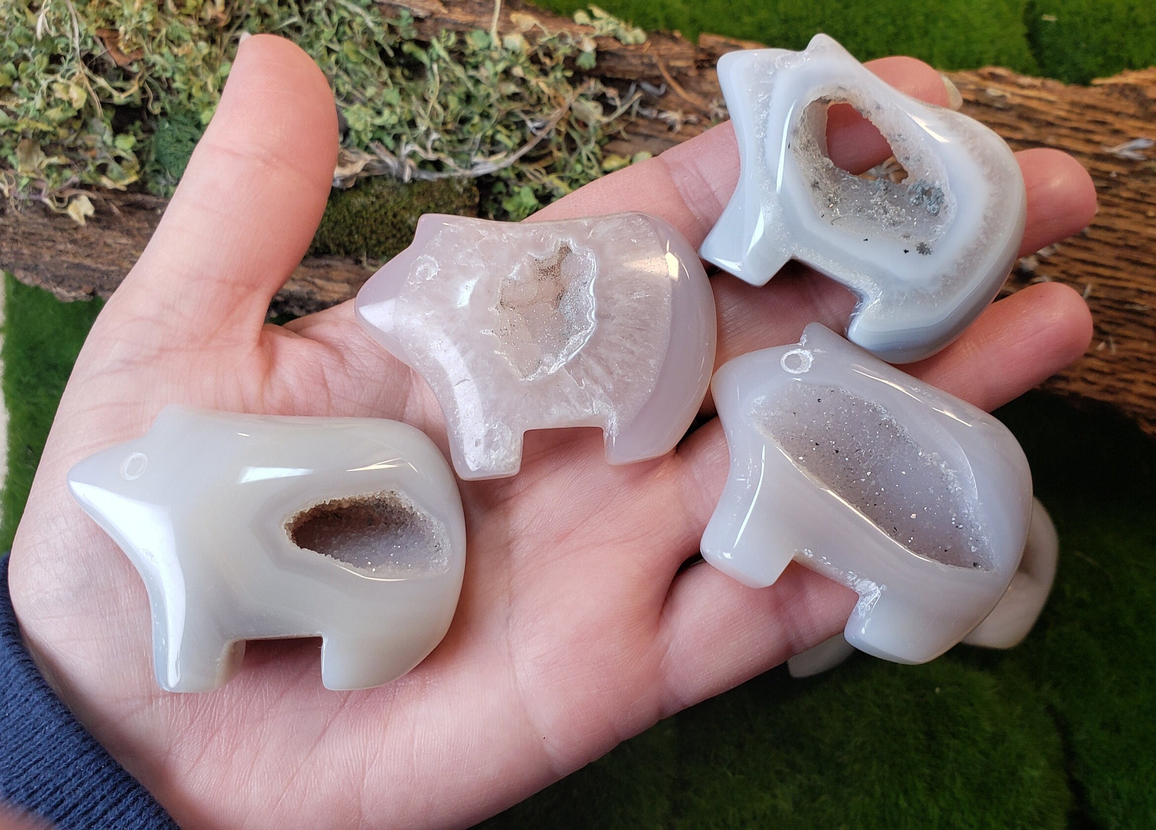 ドゥルージー瑪瑙の豚の彫刻：天然水晶の置物 - Etsy 日本