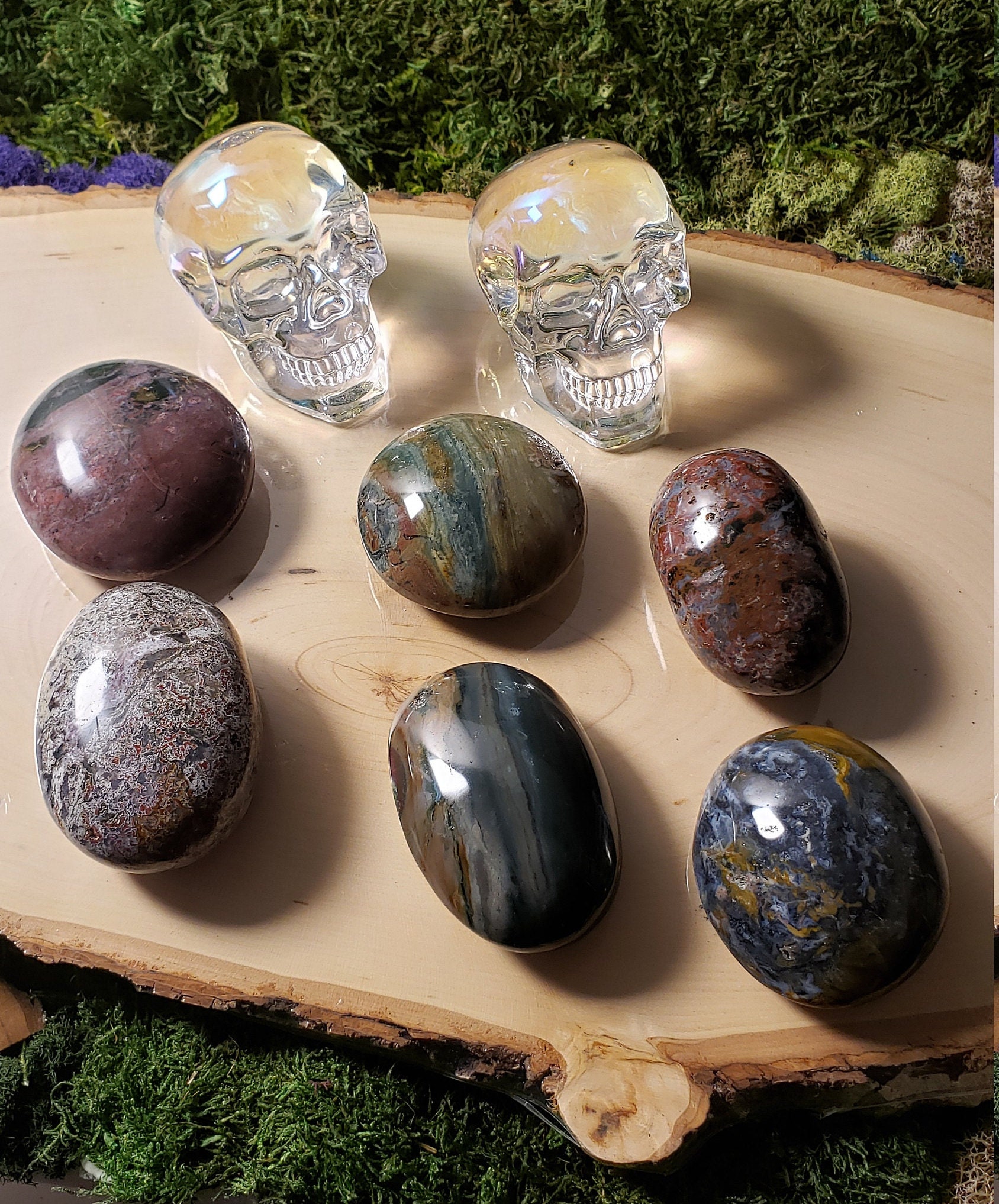 XL マルチカラー オーシャン ジャスパー パームストーン