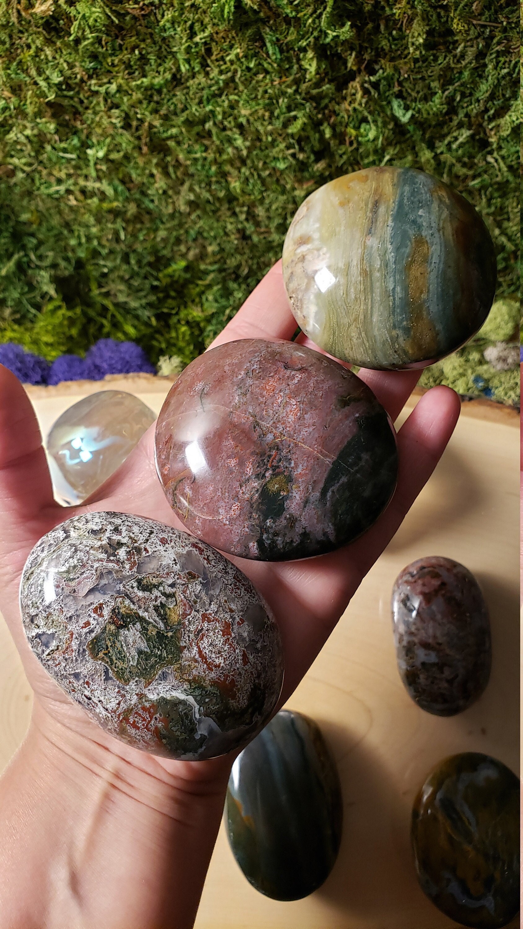 オーシャンジャスパー　アトランティスストーン XL マルチカラー オーシャン ジャスパー パームストーン