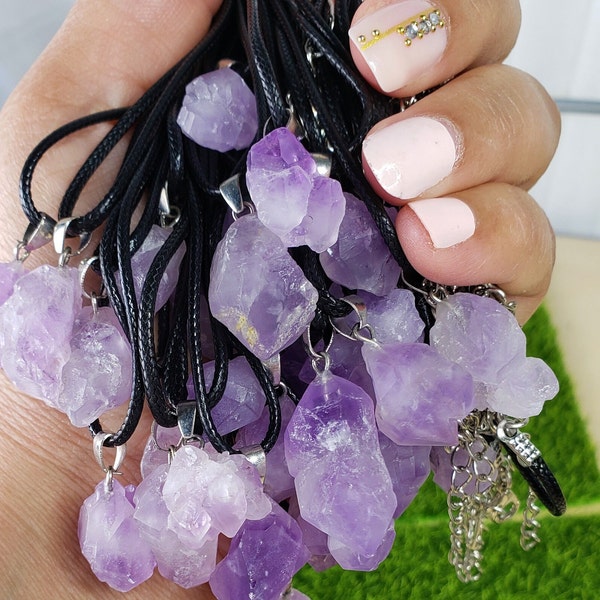 Amethyst Cluster Necklace | Healing Crystal Necklace | Gemstone Necklace | Anxiety Relief | Soothing | Depression | Protection | Calming