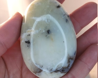 Dendritic Agate Palm Stone: White Opal Plenitude Crystal