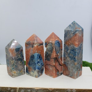 Sunstone with Blue Apatite Tower , Unique Crystal, Druse Inclusion