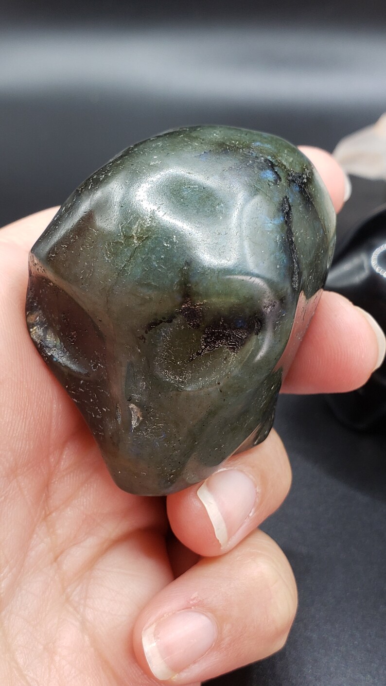 1.8 Crystal Alien Head Carving Obsidian Labradorite Etsy