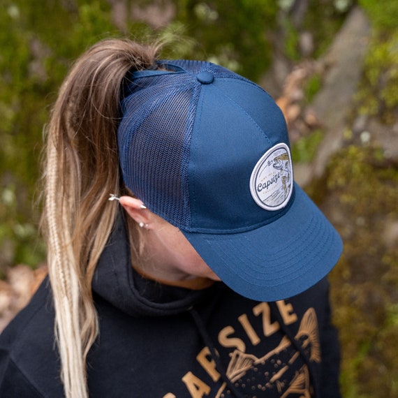 One More Last Cast Women Ponytail Trucker Hat Capsize Fly Fishing 