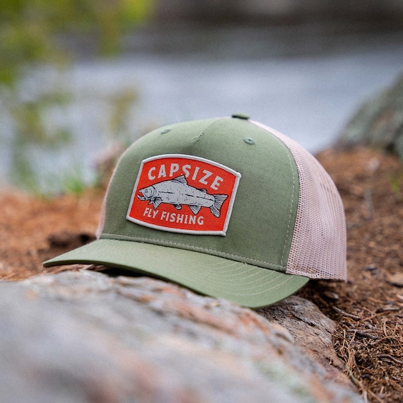 Salmon Patch Olive Trucker Hat Capsize Fly Fishing 