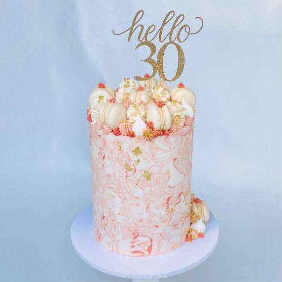 Rose Gold Glitter 30th Birthday Cake Topper, Rose Gold Birthday Cake  Topper, Rose Gold Cake Decorations, Rose Gold Glitter Party Cake Topper 