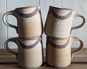 Christmas Garland Mug / Cozy Stoneware Mug / Hand-Painted Ceramic Mug / Christmas Mug / Cozy Mug / Christmas Ribbon / Gift Ideas