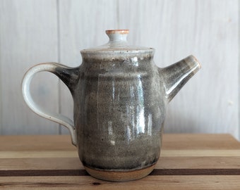Small Smoky Black and Orange Teapot / Handmade Teapot / Ceramic Teapot / Cozy Stoneware /  Mother's Day Gift
