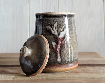 Tarro negro ahumado - Pequeño / Tarro de gres acogedor / Tarro de cerámica hecho a mano / Tarro de gres / Tarro de azúcar de cerámica / Decoración acogedora / Regalo para el Día de la Madre