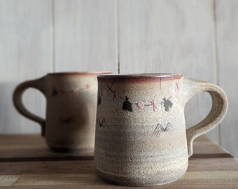 Hanging Herbs with Spiders Mug / Cozy Stoneware Mug / Hand-Painted Ceramic Mug / Cozy Mug / Witch Mug / Valentine's Day Gift / Gift Idea
